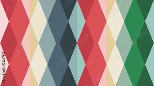 Colorful diamond pattern with shades of red green and blue creating a geometric design element look 100