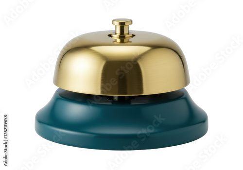 Konstfotografi Brass reception bell isolated on transparent background, vintage service call be
