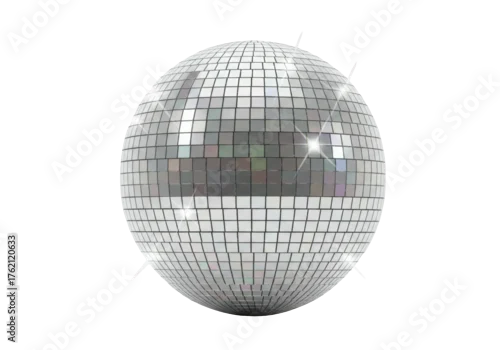 Fototapeta Shiny disco ball PNG illustration isolated on transparent background for party decoration and design element
