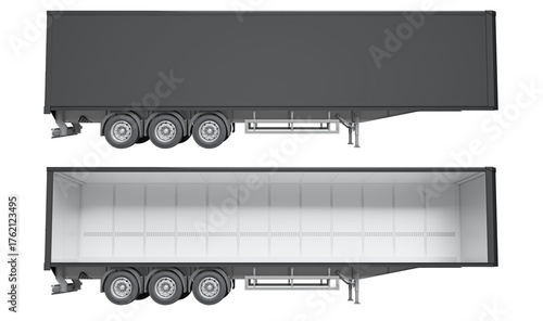 Картината върху платно Black enclosed trailer, isolated on a transparent background