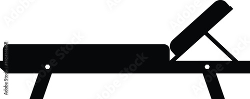 Sun Lounger Cushion Silhouette. Black and White Icon Design Elements on Isolated White Background