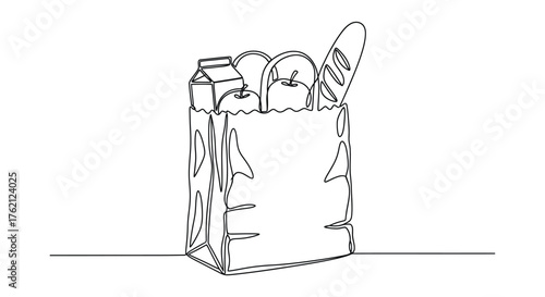Grocery bag with food items shopping bag apples