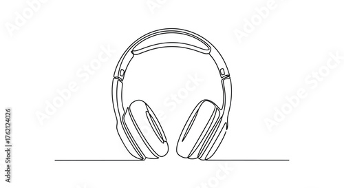 Headphones line art audio music