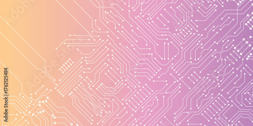 Circuit board abstract technology on pink gradient background vector illustration