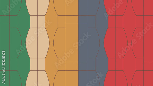 A colorful abstract background with geometric shapes and lines in a repeating pattern design style