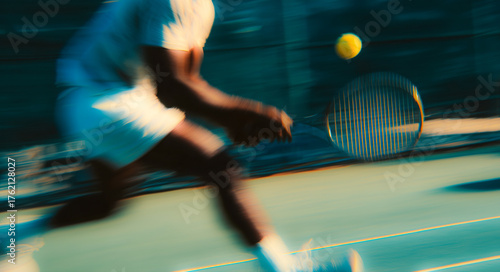 Motion blur background of tennis match in vintage style