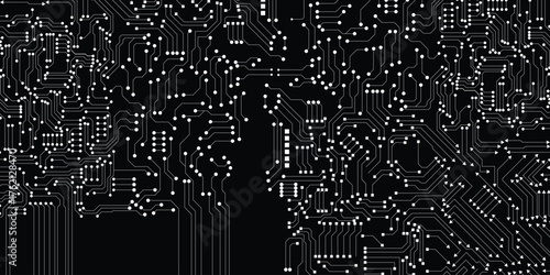 Circuit technology background. Black and white 