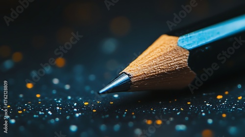 Sharpened Pencil Point with Digital Light Particles