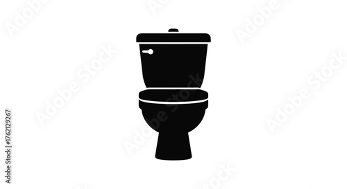 A clean and modern toilet silhouette viewed from the front on a white background for design and illustration purposes silhouette
