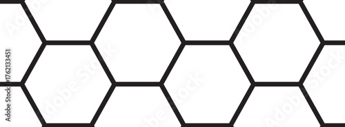 Honeycomb mosaic hexagons background. Plain hexagon grid with bold cells. Hexagon cells. Seamless tileable vector illustration