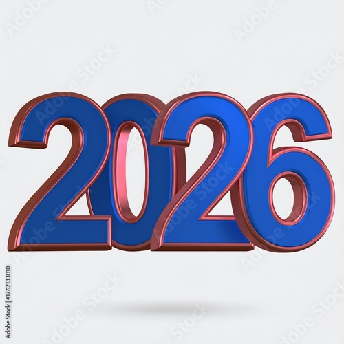2026 3D Design with Happy New Year and Merry Christmas day