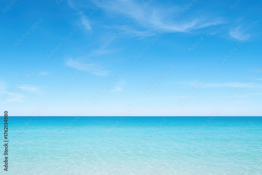 Fototapeta premium Calm ocean waves lapping against the shore tropical beach tranquil seascape bright blue skies panoramic view serene nature escape