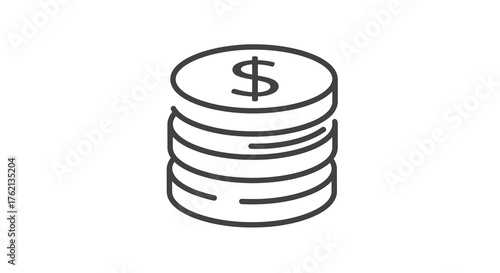 Simple Line Stack of Dollar Coins Investment Saving Concept Icon