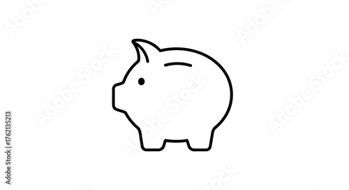 Simple Outline Piggy Bank Line Art Drawing Finance Icon