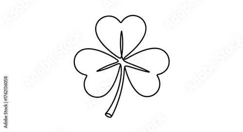 Shamrock outline on white background clover leaf