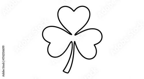 Shamrock outline on white background clover symbol