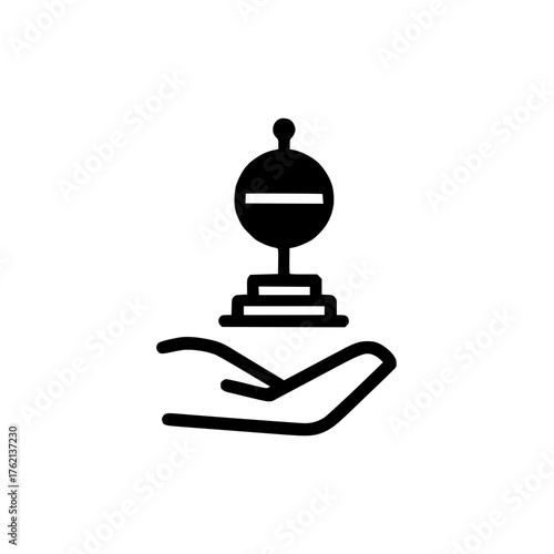 Vector stop cross icon above palm illustrating no entry warning prohibition and control