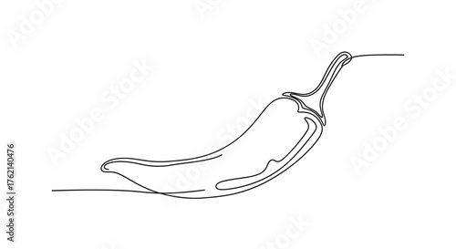 Single line drawing of a chili pepper food spice