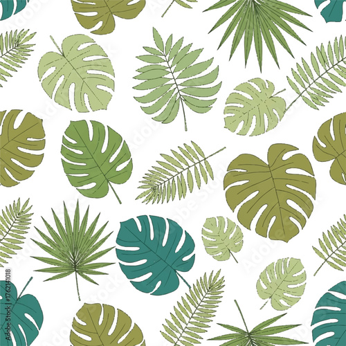 seamless green leaf pattern background