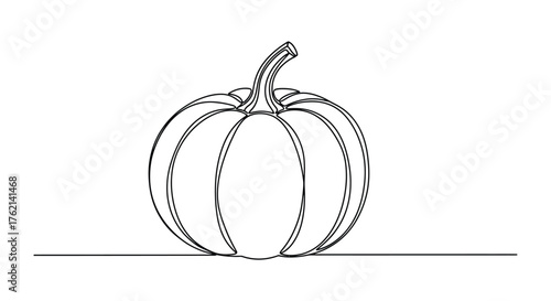 Single line drawing of a pumpkin squash gourd