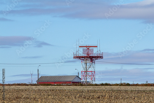 Slika na platnu Air traffic drone control tower antenna array installation, telecommunications i