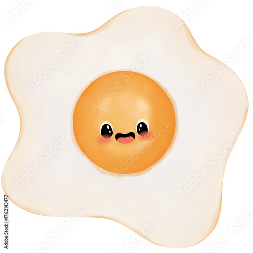 Cute smiling fried egg cartoon illustration