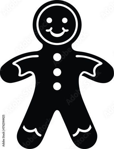 Funny 3D cartoon gingerbread man cookie for Christmas isolated on white and black backgrounds