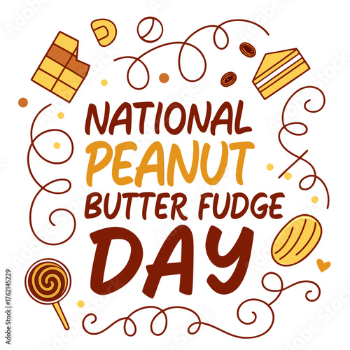 NATIONAL PEANUT BUTTER FUDGE DAY vector illustration