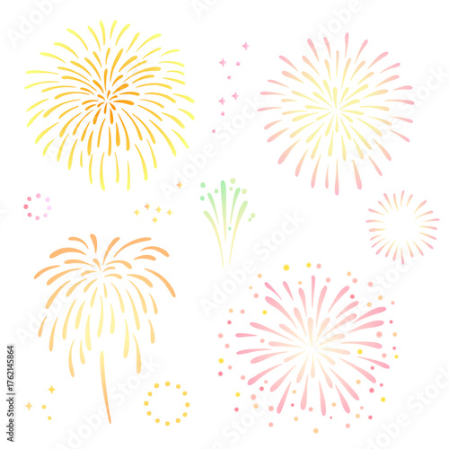 グラデーションが綺麗な花火のベクターイラスト