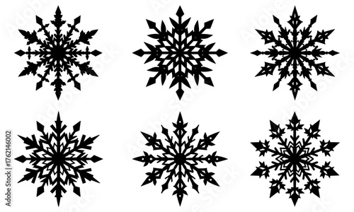 Delicate snowflake collection for winter designs and festive decorations, perfect for holiday cards and seasonal promotions, originally scalable graphic