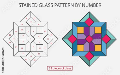 geometric mandala stained glass pattern, suncatcher pattern