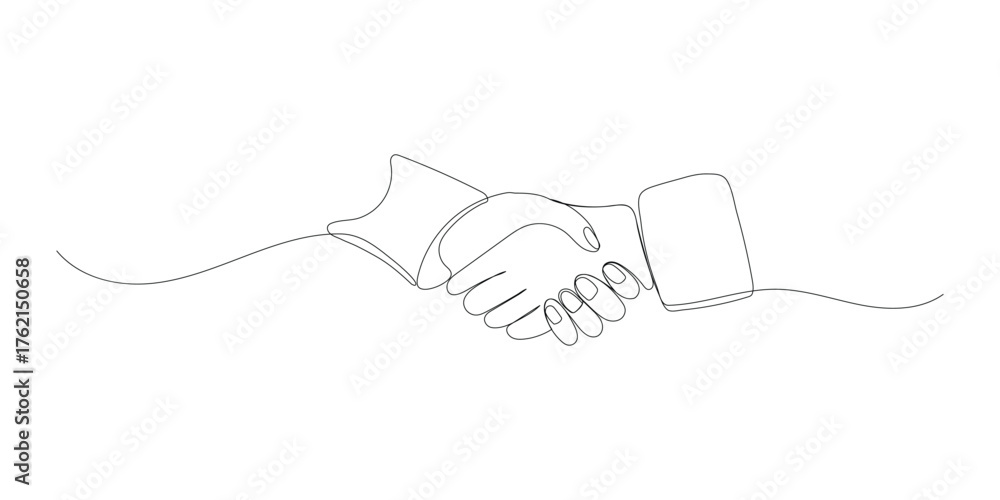 Obraz premium Continuous one line drawing of Handshake Business Agreement and Collaboration illustration
