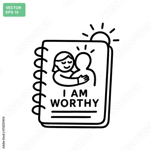 Notebook with affirmation and sun for journaling and wellness