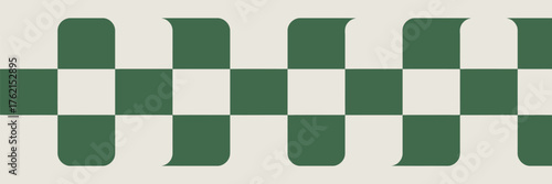 A green and white checkered pattern with rounded edges creating a wavy effect across the entire image area