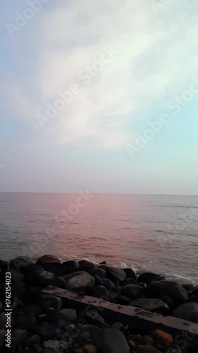 the sea with the reflection of the morning sun