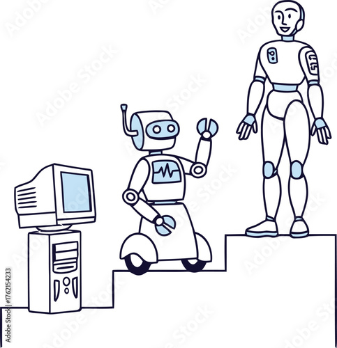 Robotic evolution journey from computer to humanoid robot stepping up progress