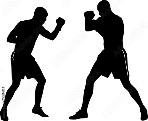 Fighter boxing stance silhouette illustration for poster design