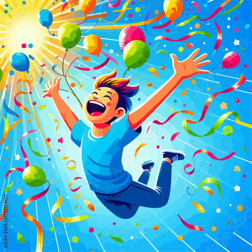 Illustration of someone jumping happily