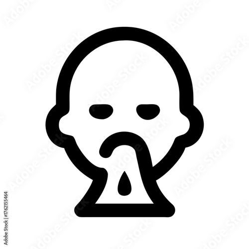 A minimalist line icon of a person's head with a runny nose, symbolizing a cold, flu, or allergies. Ideal for blogs on sickness symptoms or prevention