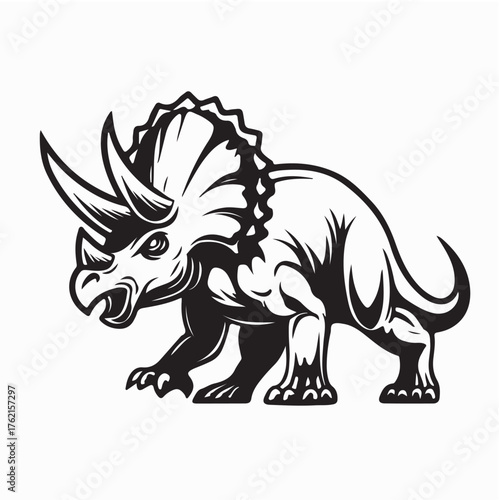 Prehistoric Triceratops Dinosaur Vector Illustration on white background