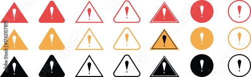 Warning sign. Exclamation mark icon design. Attention Icon Set. Danger Caution or Alert Risk Warning .