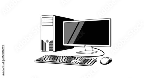 Modern computer setup with keyboard and mouse for work or creative projects