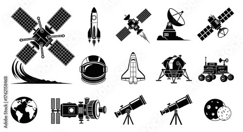 Stunning collection of space exploration elements, perfect for science and technology projects