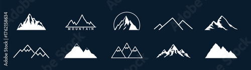 Mountain logo vector illustration — abstract nature landscape with peak and hill silhouette, adventure hiking and camping design