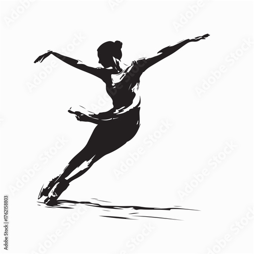Elegant Female Ice Skater Silhouette Vector Graphic on white background