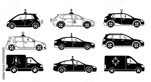 Modern autonomous vehicles showcase innovative transportation technology and future mobility solutions