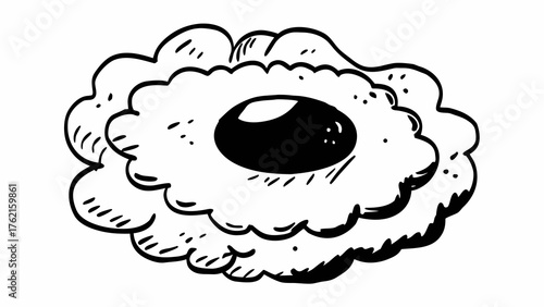 Doodle style fried egg illustration rough ink texture scalable vector graphic