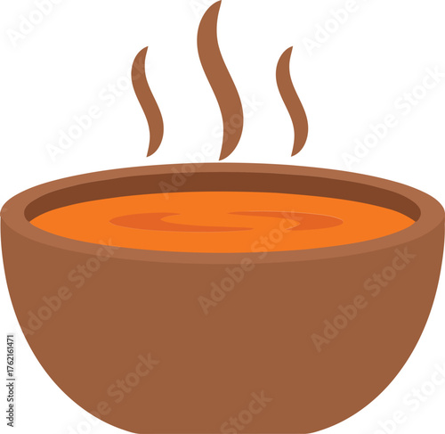 Steaming hot bowl of savory soup comforting warm food illustration vector vector