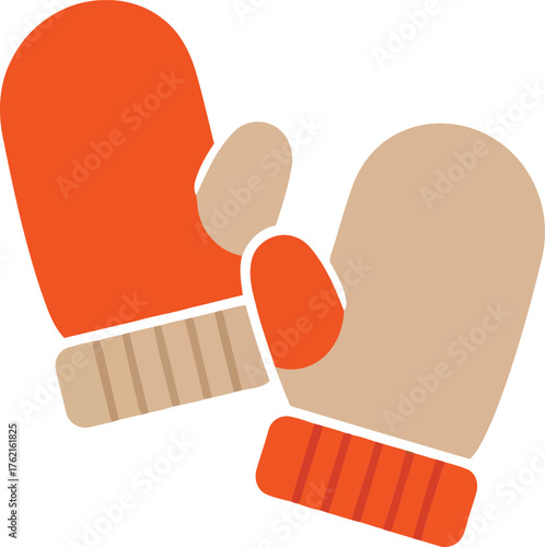 Cozy winter mittens pair warm accessories for cold weather season protection vector