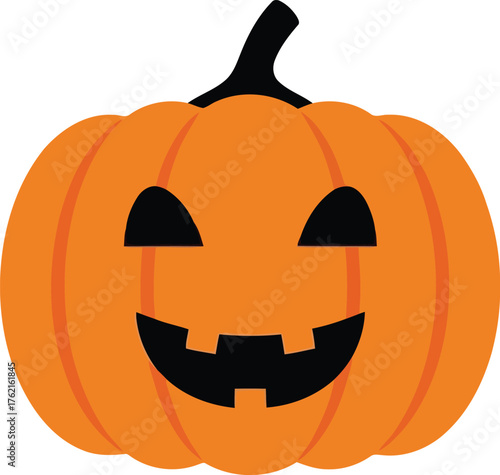 Smiling jack o lantern halloween pumpkin icon festive autumn holiday celebration graphic vector